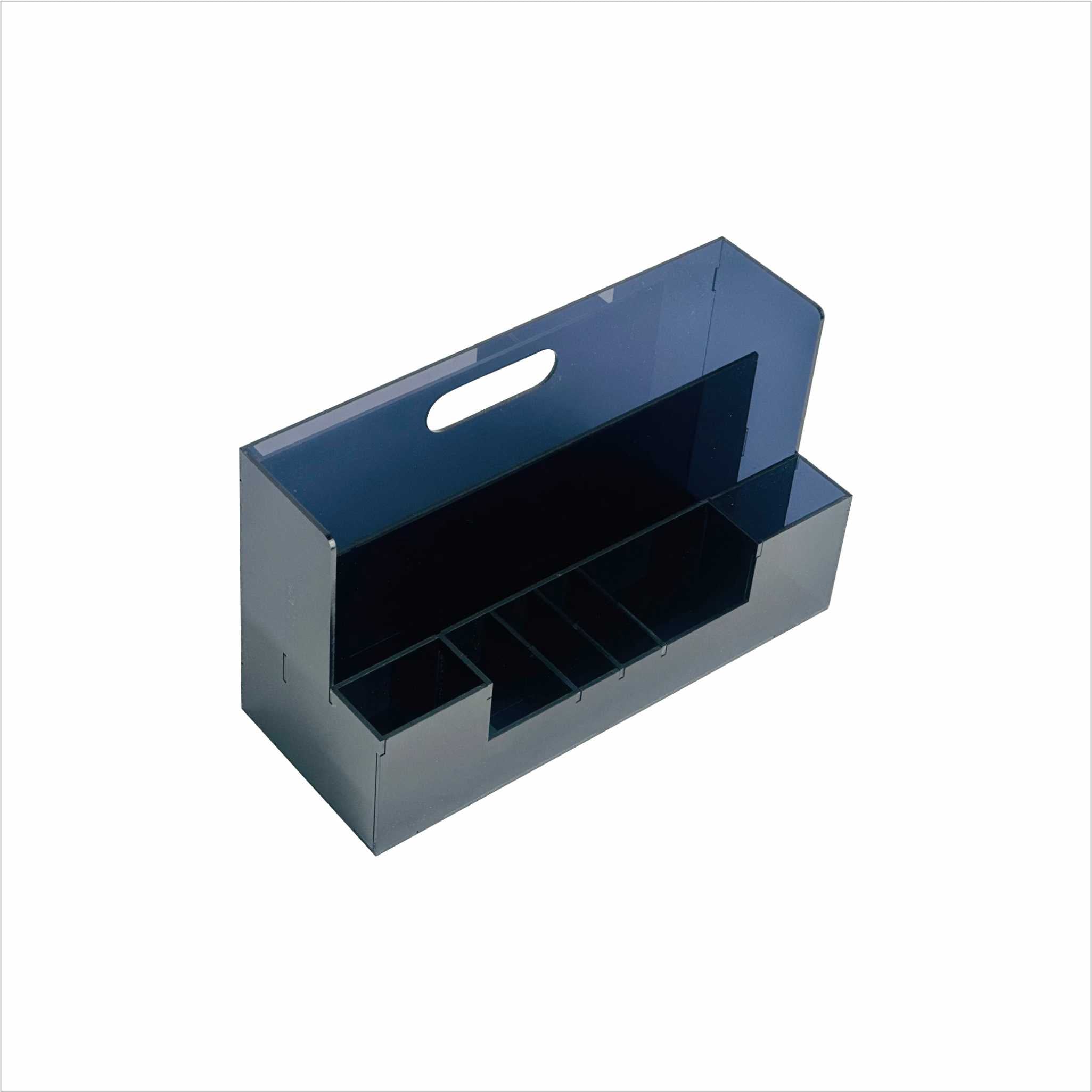 Acrylic Desk Organizer – Multiple Compartments (Black)