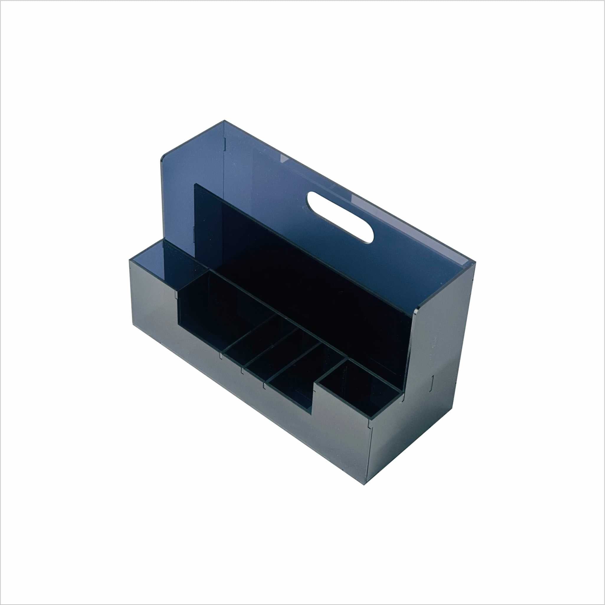 Acrylic Desk Organizer – Multiple Compartments (Black)