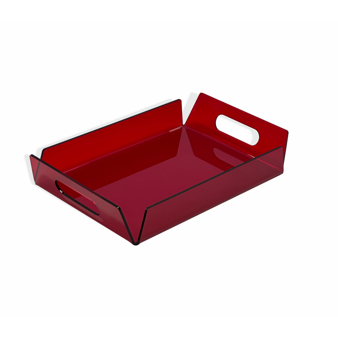 Stylish Glossy Red Acrylic Serving Tray for Home & Events | صينية تقديم أكريليك لامعة باللون الأحمر للمناسبات والمنزل