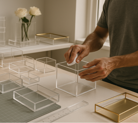 this AI image indicate Custom Acrylic Cutting and Services in Kuwait.