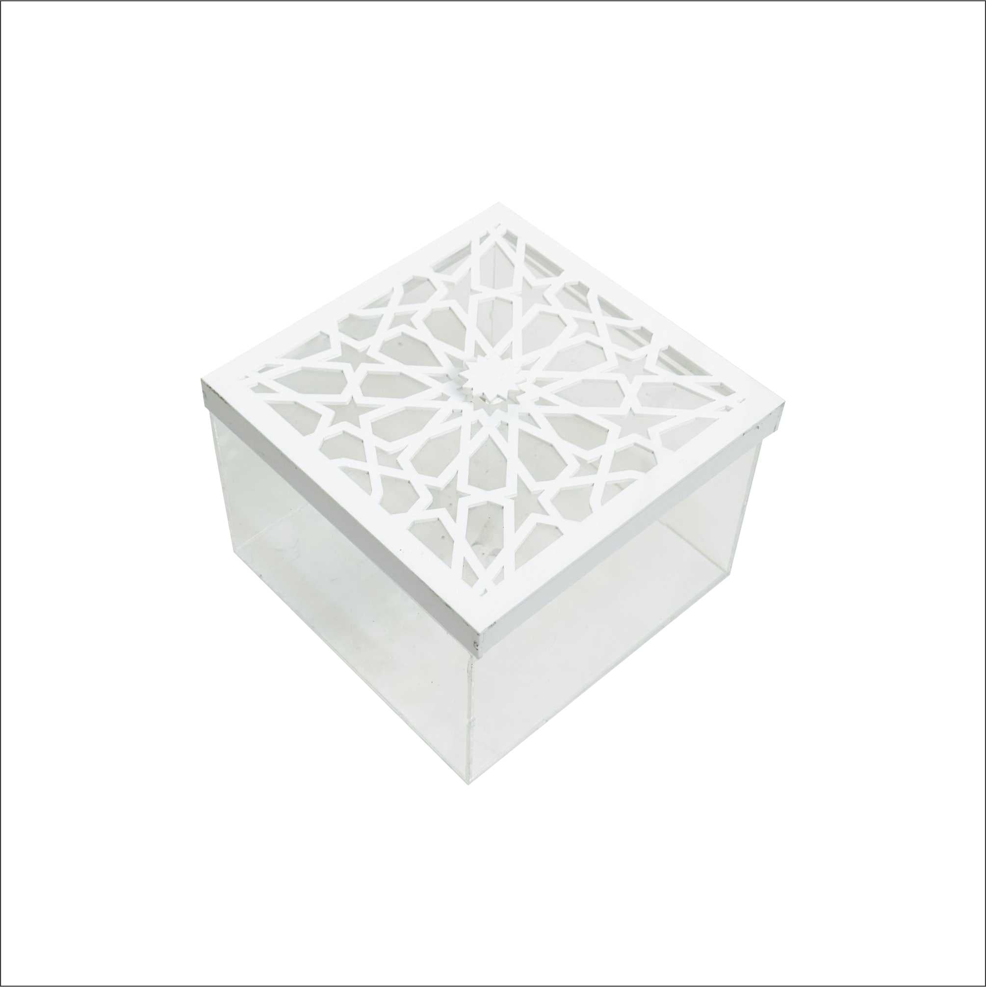 White Patterned Acrylic Chocolate Box | Arabesque Gift Box Kuwait