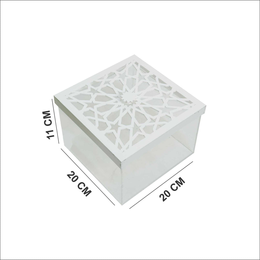 White Patterned Acrylic Chocolate Box | Arabesque Gift Box Kuwait