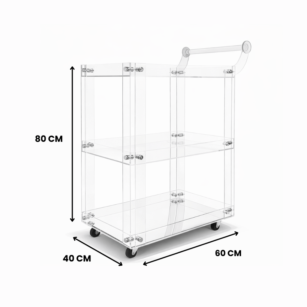 Premium Movable Acrylic Trolley with Wheels – Kuwait