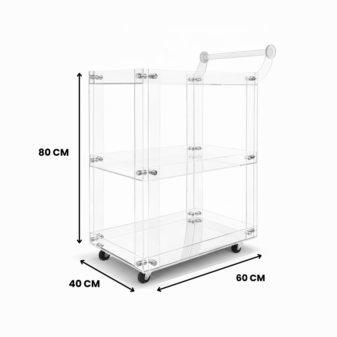 عربة أكريليك فاخرة متحركة بعجلات - الكويت