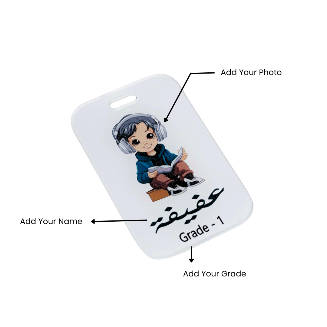 Personalized Bag Tag – Add Photo, Name &amp; Grade