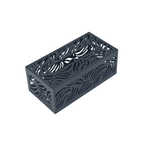 Patterned black acrylic tissue box cover – premium home decor in Kuwait – علبة مناديل أكريليك مزخرفة في الكويت