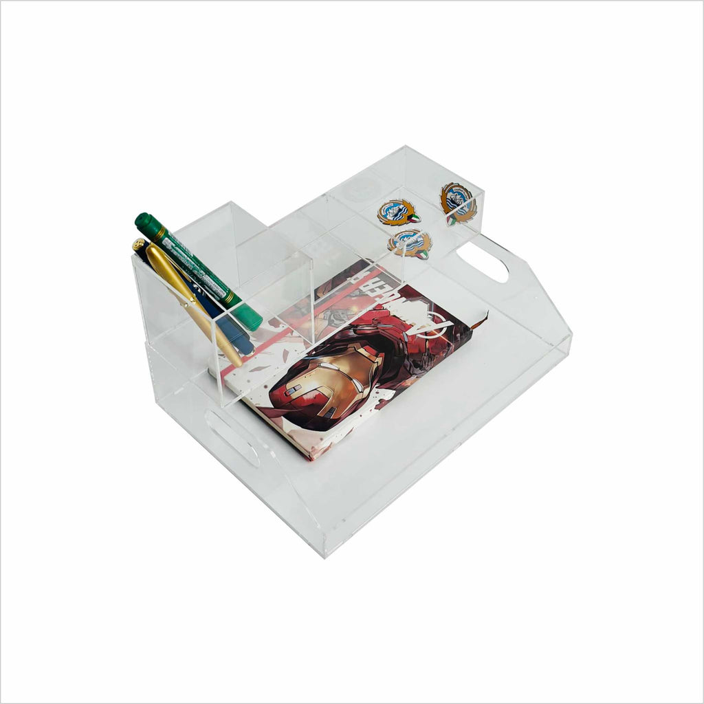 Best Acrylic Desk Organizer – Multiple Compartments (Transparent)