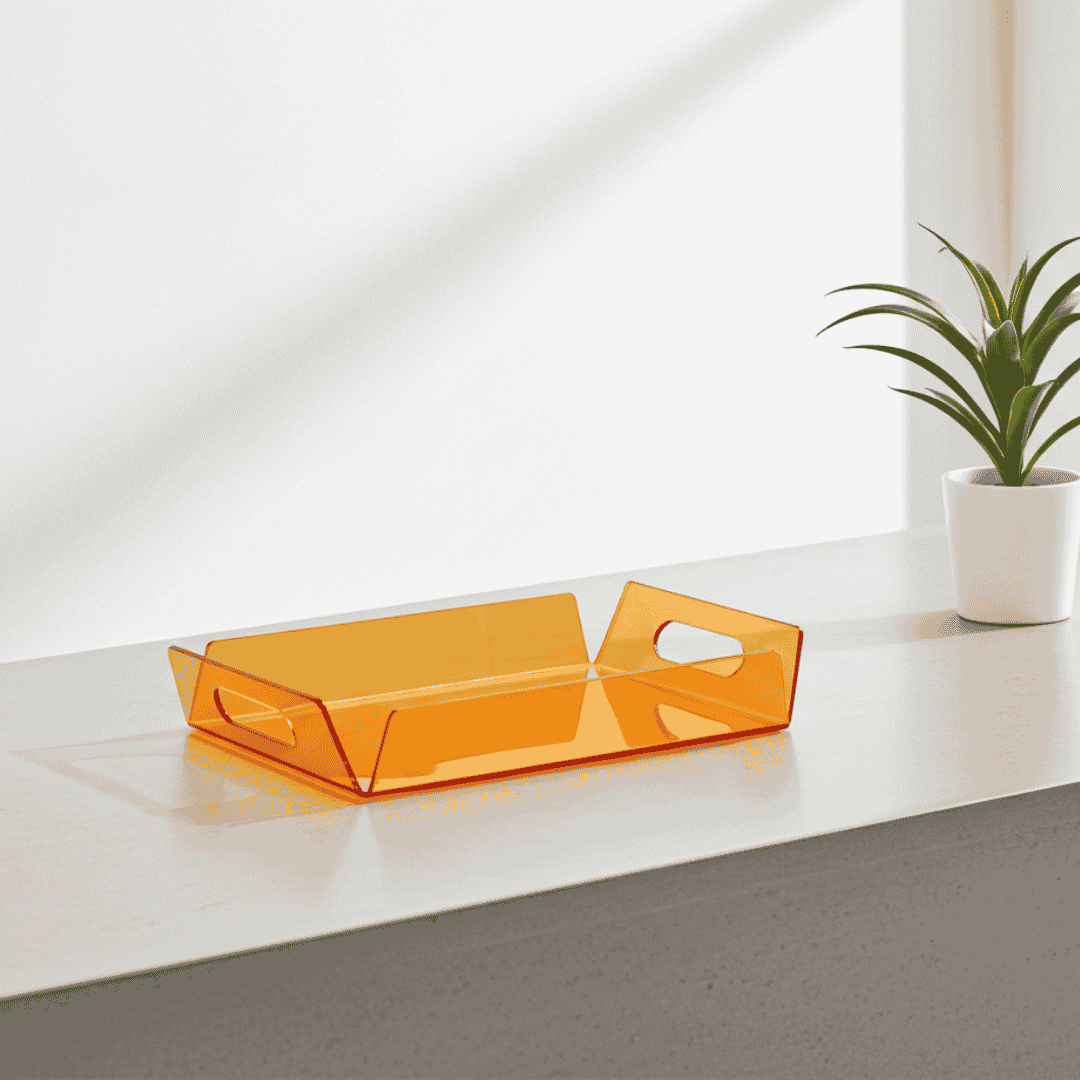 Clear Orange Acrylic Serving Tray – صينية أكريليك برتقالية شفافة أنيقة للتقديم