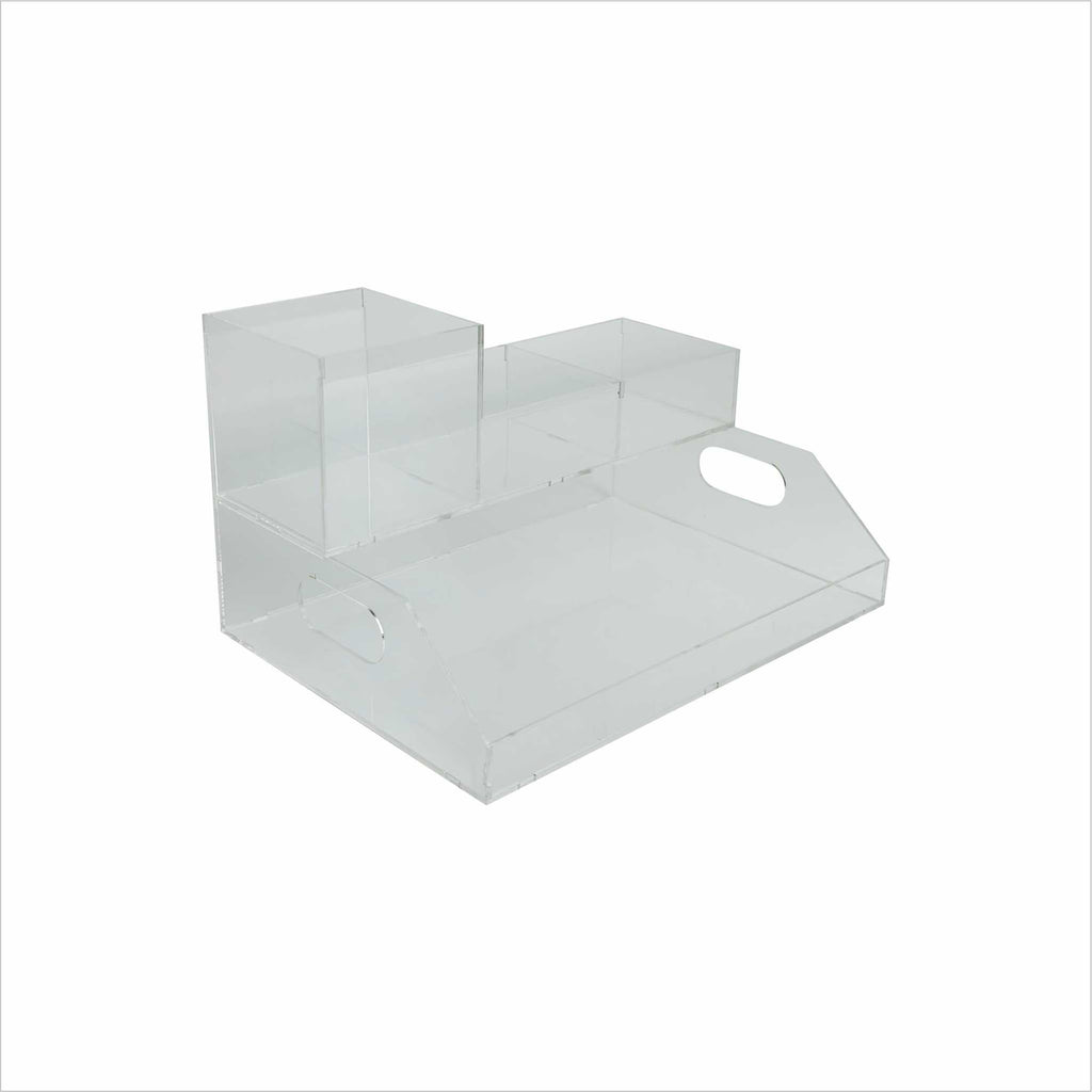 Best Acrylic Desk Organizer – Multiple Compartments (Transparent)