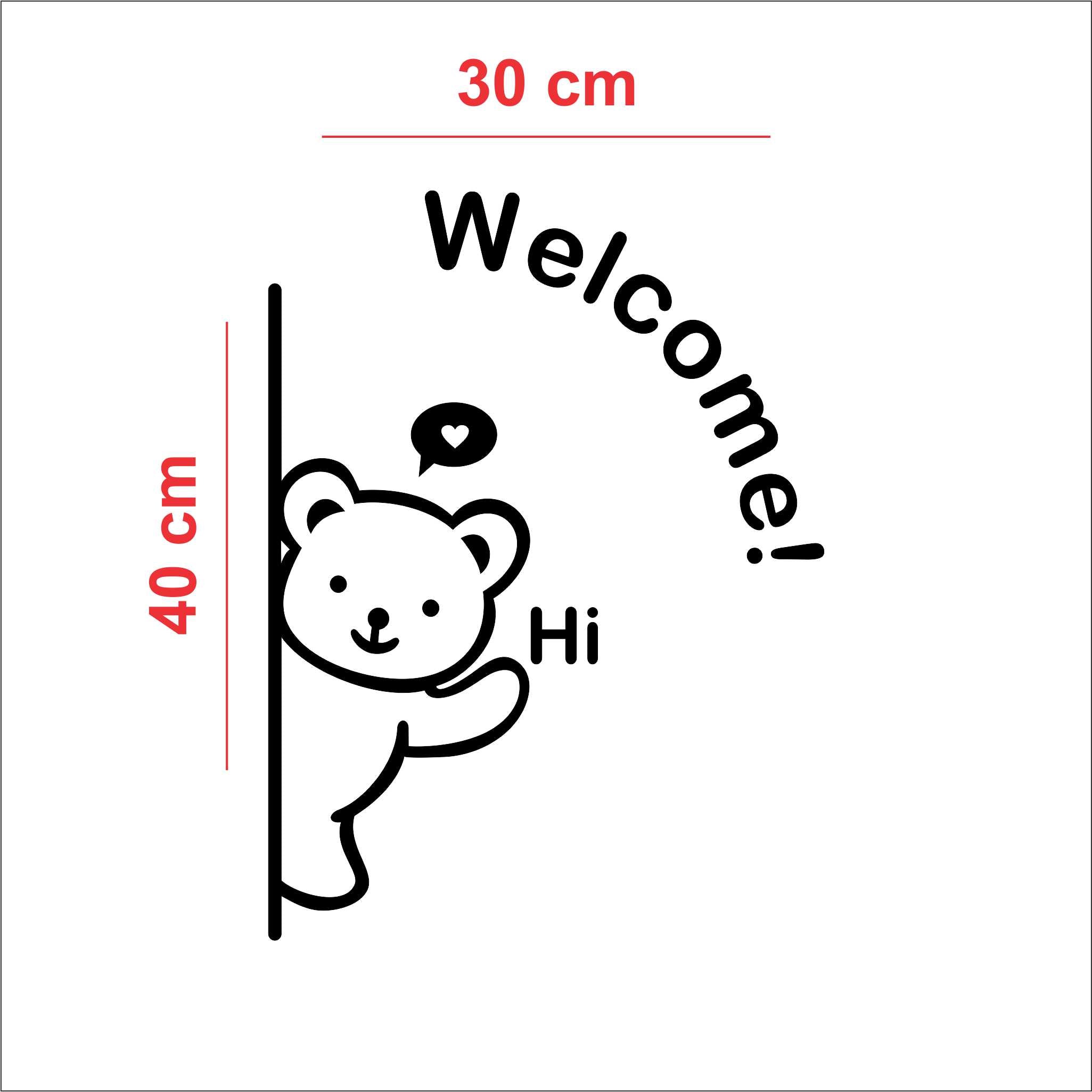 Cute Bear Welcome Acrylic Wall Decor – Kids Room & Home Entrance Sign