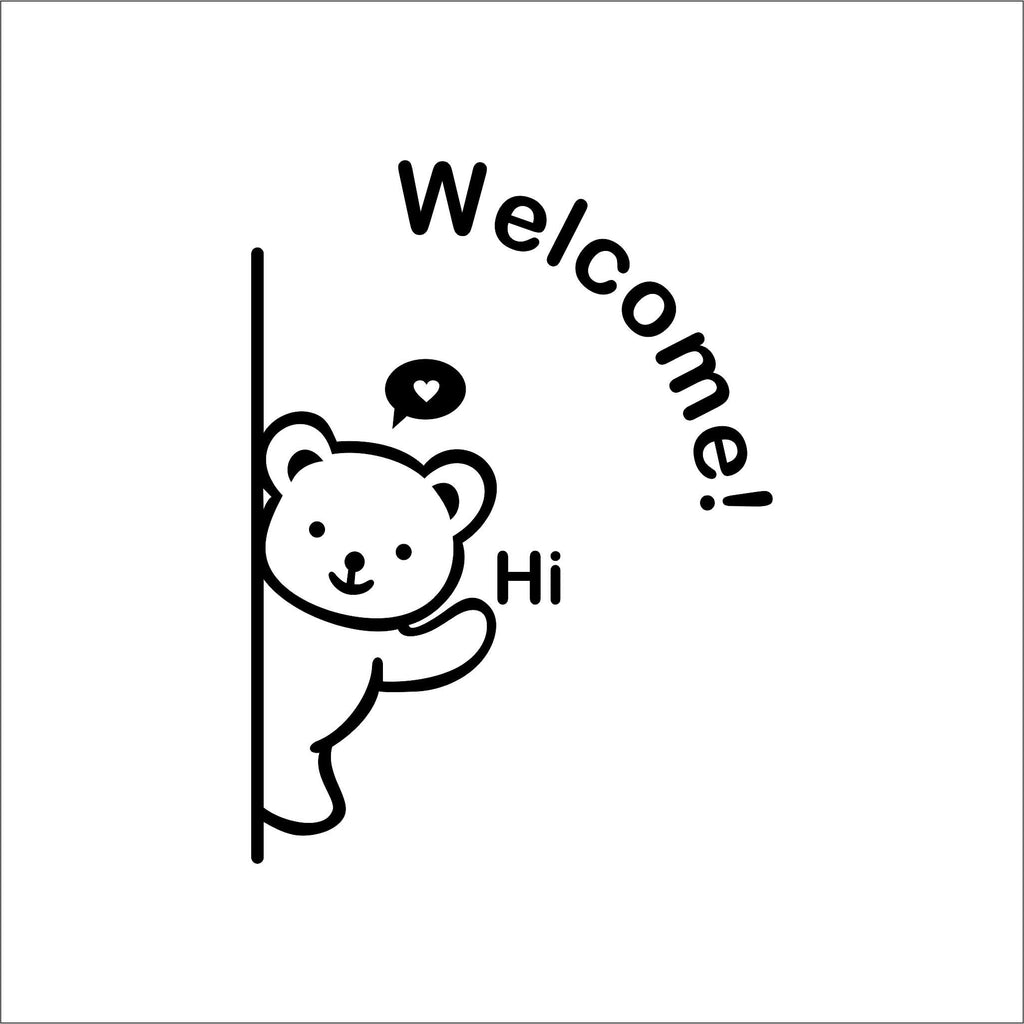 Cute Bear Welcome Acrylic Wall Decor – Kids Room & Home Entrance Sign