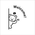 Cute Bear Welcome Acrylic Wall Decor – Kids Room & Home Entrance Sign