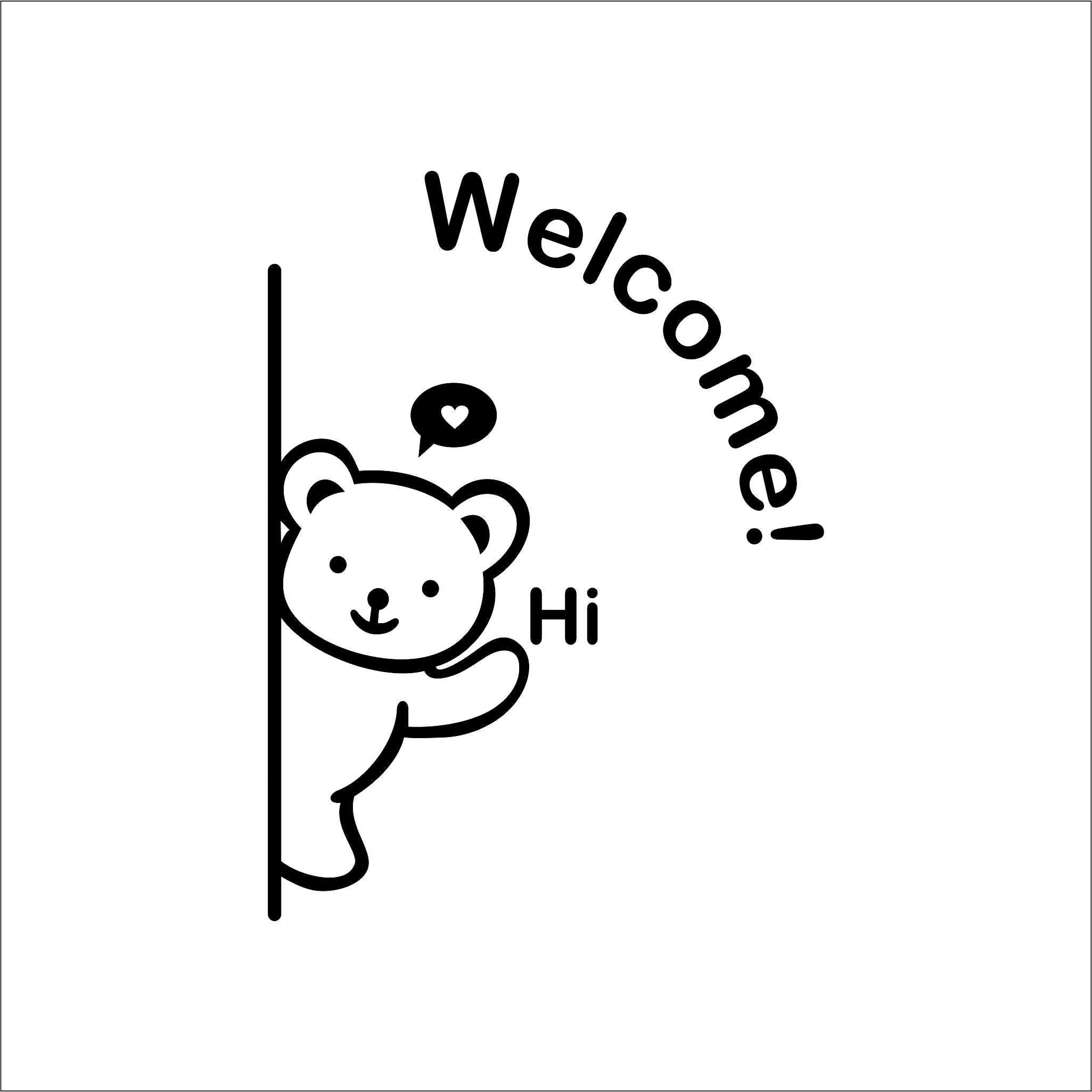 Cute Bear Welcome Acrylic Wall Decor – Kids Room & Home Entrance Sign