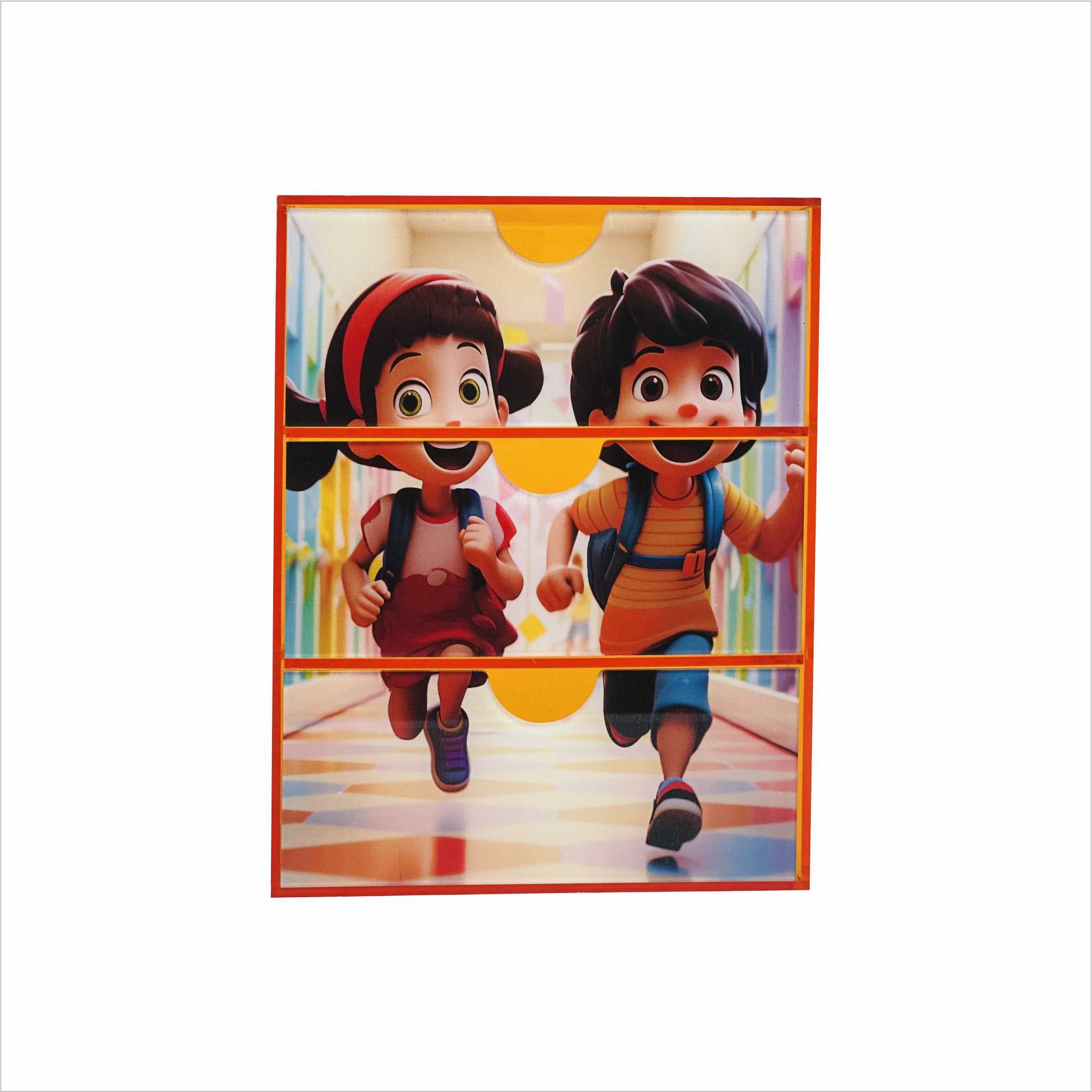 Cute Acrylic Desk Organizer – Clear Orange (For Kids)