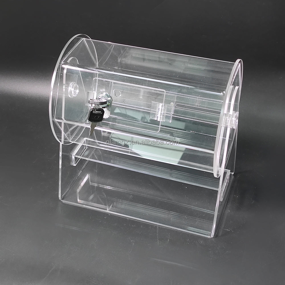 Transparent acrylic raffle drum with smooth spinning handle lucky draw display box Kuwait