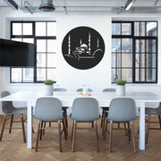 Islamic Mosque Silhouette – Round Black Acrylic Wall Art (40×40 cm)