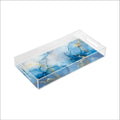 Clear acrylic chocolate serving tray with blue marble design – صينية شوكولاتة أكريليك بتصميم رخامي أزرق من إيبلكسي الكويت