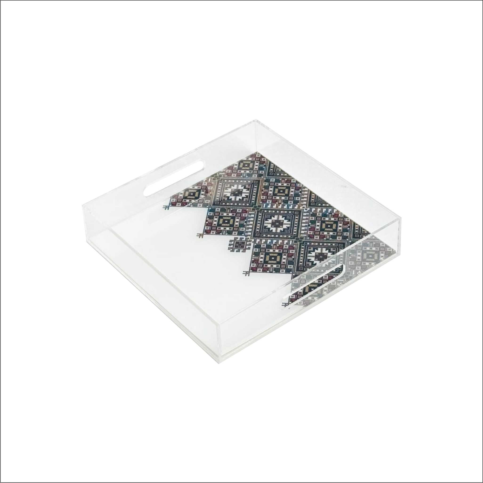 Acrylic serving tray 20×20×4 cm for coffee and sweets – صينية أكريليك بمقاس ٢٠×٢٠×٤ سم لتقديم القهوة والحلويات