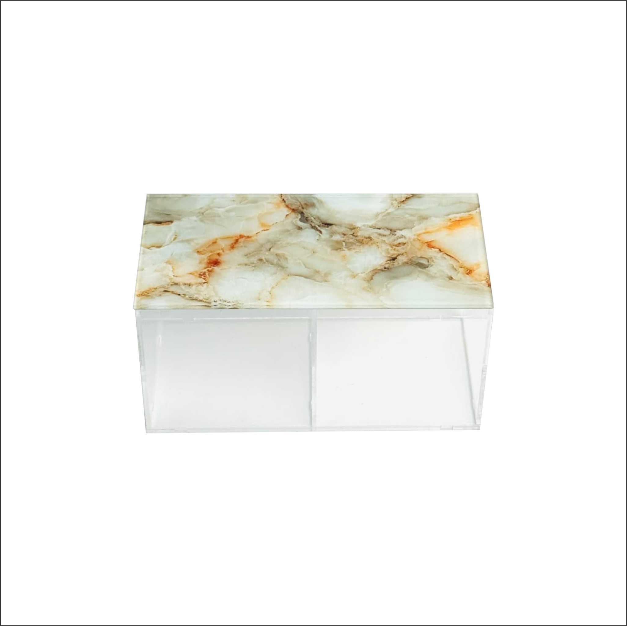 Clear acrylic box with marble top – صندوق أكريليك شفاف بغطاء رخامي