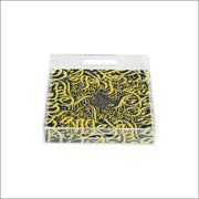 Clear acrylic tray with gold Arabic calligraphy design – صينية أكريليك شفافة بنقشة الخط العربي الذهبي