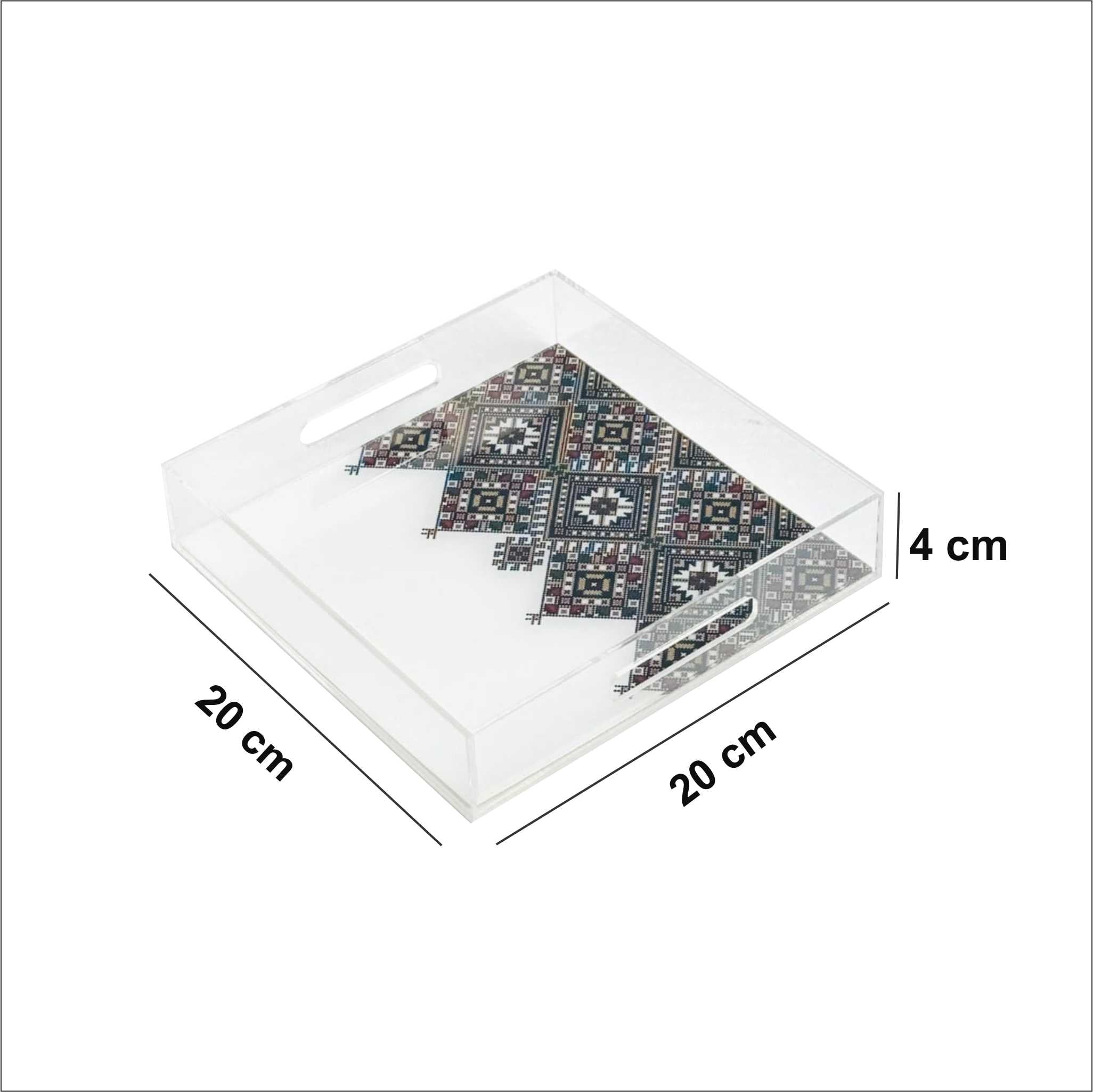 Acrylic serving tray 20×20×4 cm for coffee and sweets – صينية أكريليك بمقاس ٢٠×٢٠×٤ سم لتقديم القهوة والحلويات