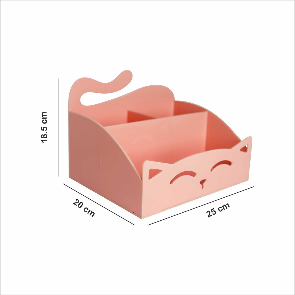 Cat-Shaped Desk Organizer – Pink Acrylic