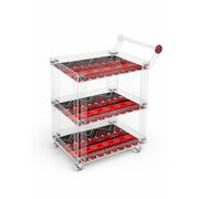 Sadu Patterned Acrylic Trolley with Wheels & Handle – Premium Clear Acrylic (80×60×40 cm)  5 MM Thickness