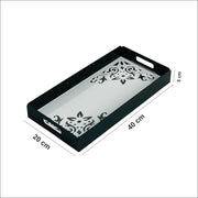 Premium Black Acrylic Serving Tray with White Pattern