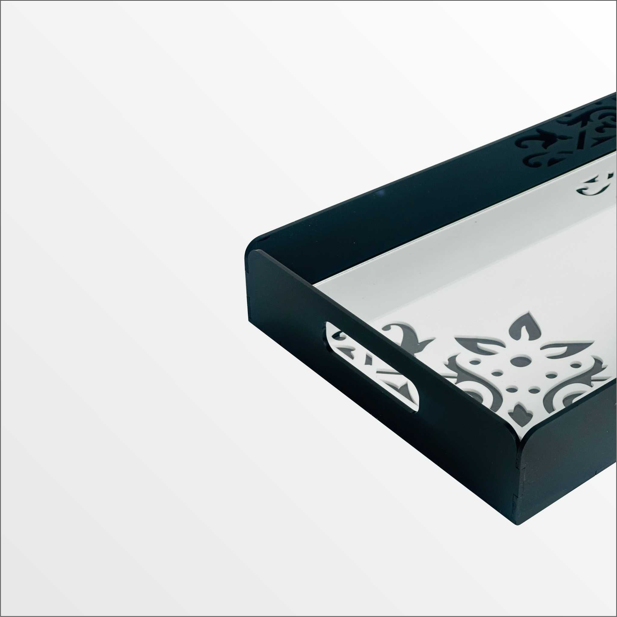 Premium Black Acrylic Serving Tray with Pattern