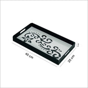 Premium Black Acrylic Serving Tray with White Pattern
