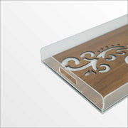 Premium Clear Acrylic Tray with Wooden Pattern