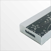 Premium Frosted Acrylic Tray with Black Pattern Serving & Organizer Tray