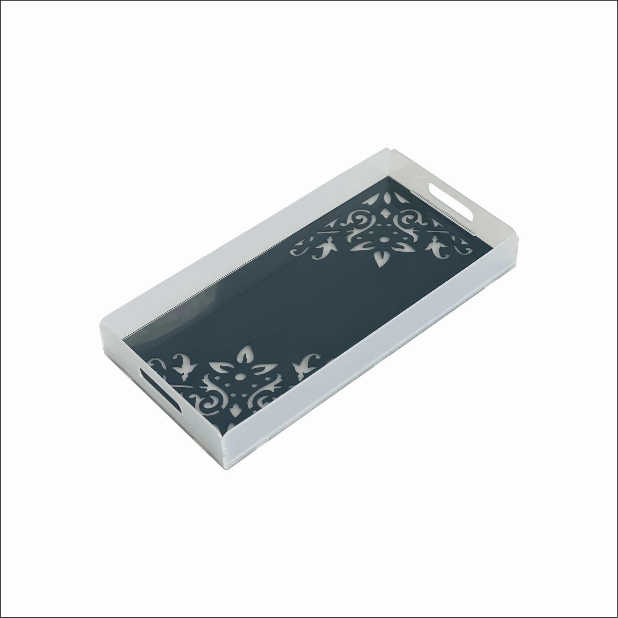 Premium Frosted Acrylic Tray with Pattern Design| Medium (40 × 20 × 5 cm)