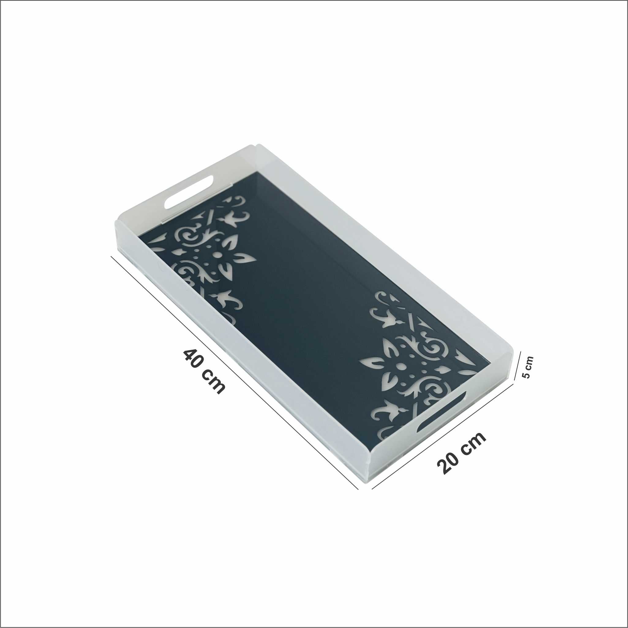 Premium Frosted Acrylic Tray with Pattern Design| Medium (40 × 20 × 5 cm)