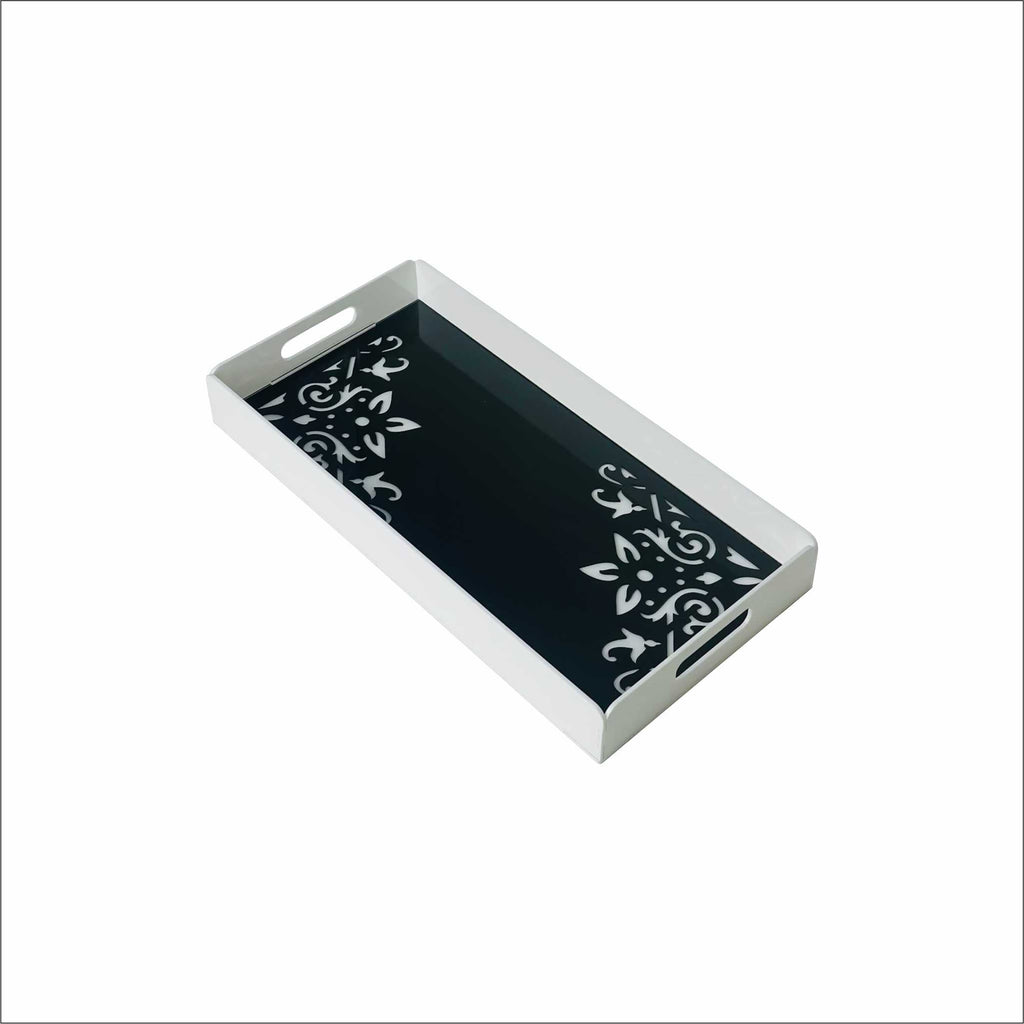 Luxury Acrylic Floral Serving Tray صينية تقديم أكريليك بنقشة وردية فاخرة للمناسبات الخاصة