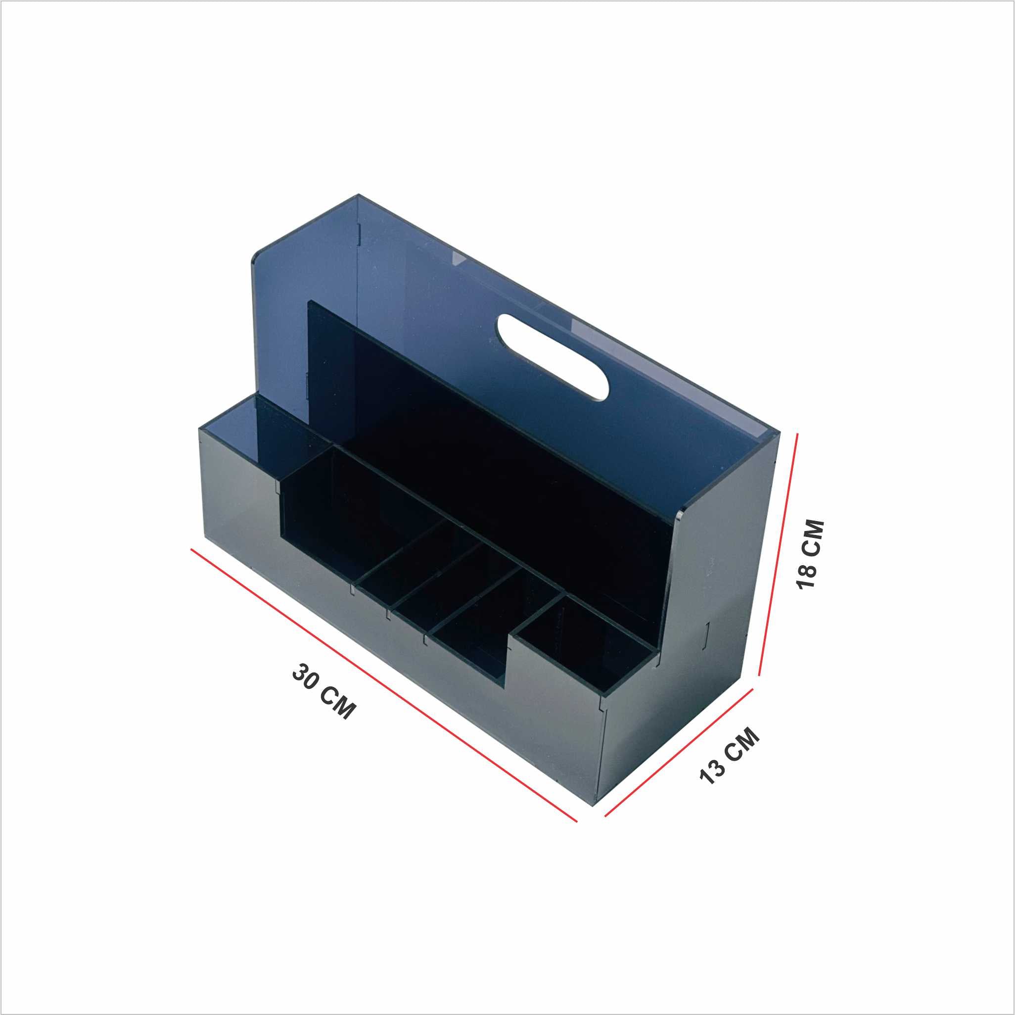 Acrylic Desk Organizer – Multiple Compartments (Black)