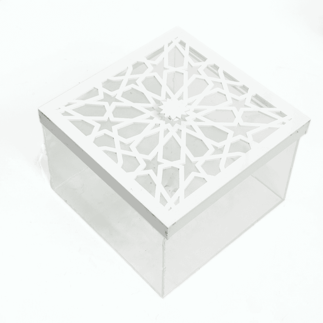 White Patterned Acrylic Chocolate Box | Arabesque Gift Box Kuwait