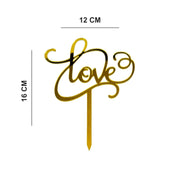 Gold Mirror Acrylic “Love” Cake Topper – 12×16 cm