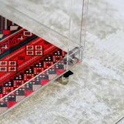 Sadu Patterned Acrylic Trolley with Wheels & Handle – Premium Clear Acrylic (80×60×40 cm)  5 MM Thickness