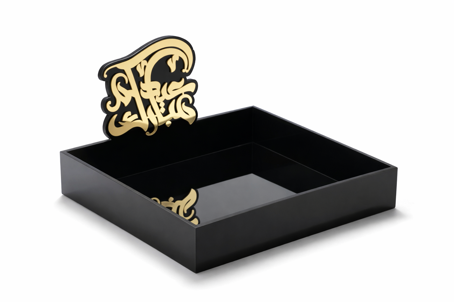 Acrylic Eid Tray – Elegant Black & Gold Serving Tray