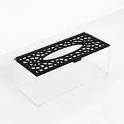 Plexi tissue box with black laser-cut lid – صندوق مناديل بلكسي بغطاء مقطوع بالليزر باللون الأسود