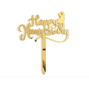 Gold Mirror Acrylic Anniversary Cake Topper – Customizable Design