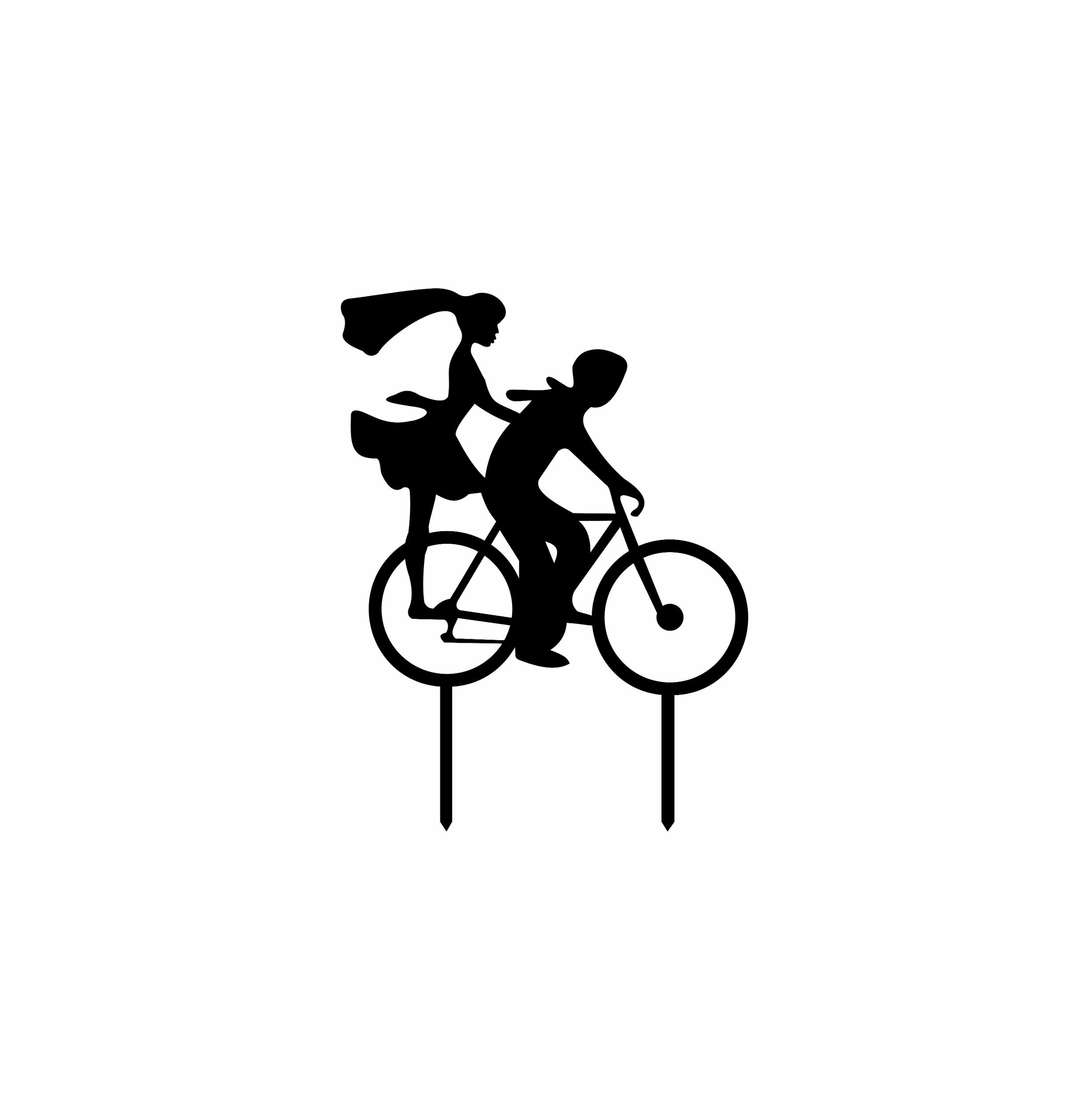 Black Acrylic Couple on Bicycle Cake Topper -