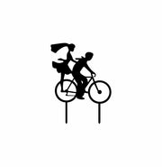 Black Acrylic Couple on Bicycle Cake Topper -