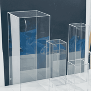 Transparent Plexiglass (acrylic) Pedestal Risers/stand for Events, Shops & Weddings | قواعد عرض شفافة من الأكريليك للمحلات والمناسبات – E Plexi Kuwait
