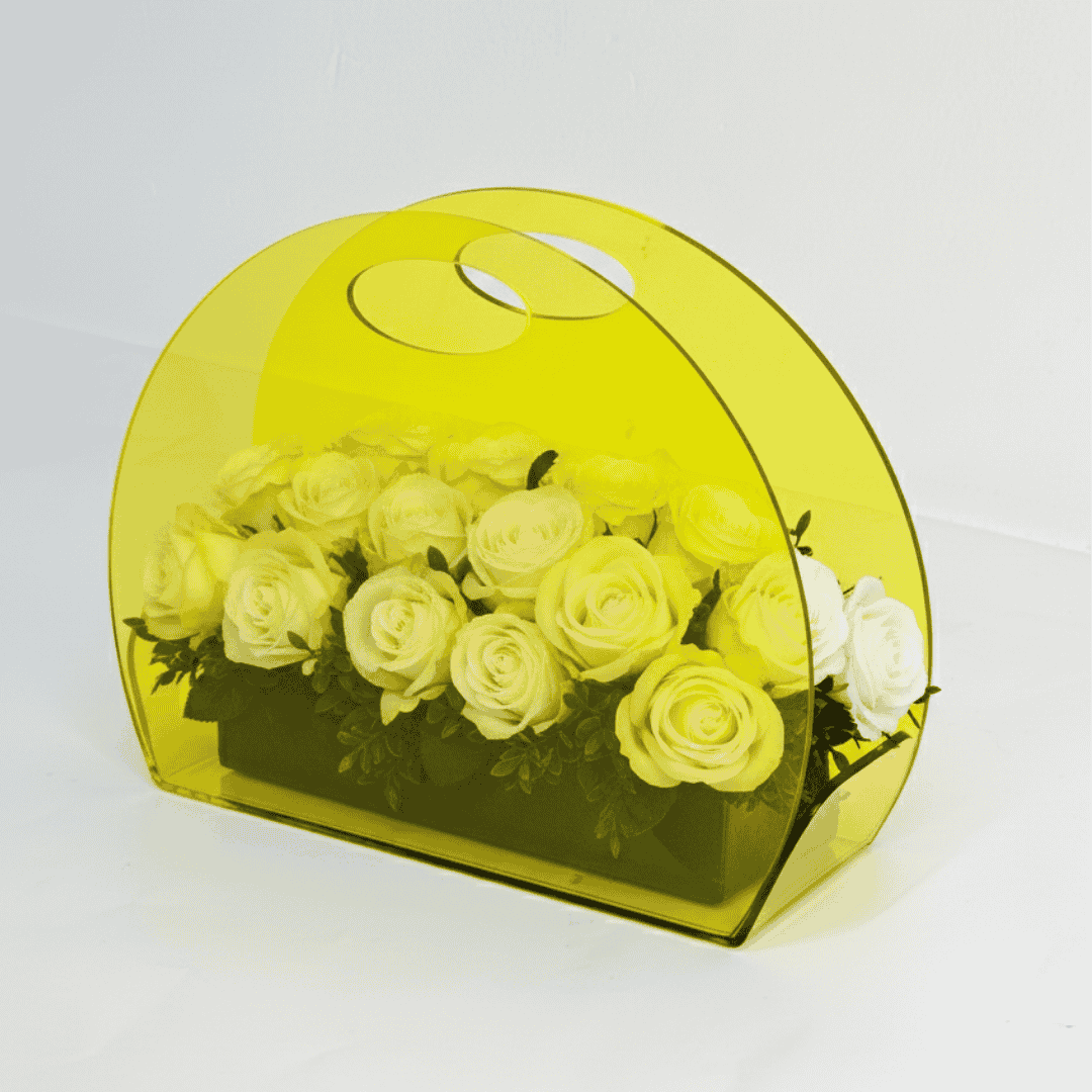 Yellow Acrylic Flower Bag - Perfect for Gifting