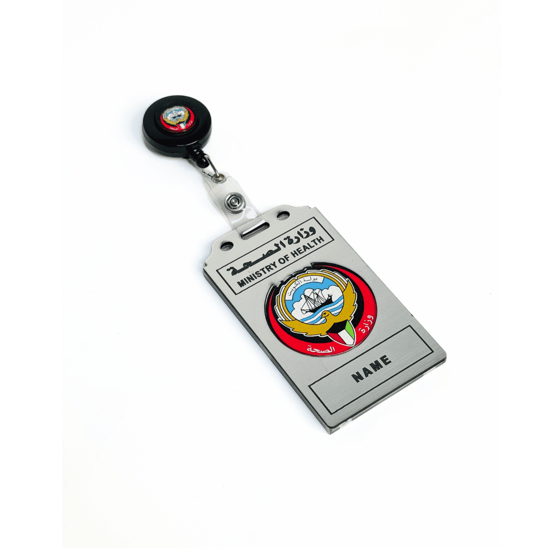 Custom employee ID card with name, photo, and logo – بطاقة تعريف شخصية للموظف مع الاسم والصورة والشعار"