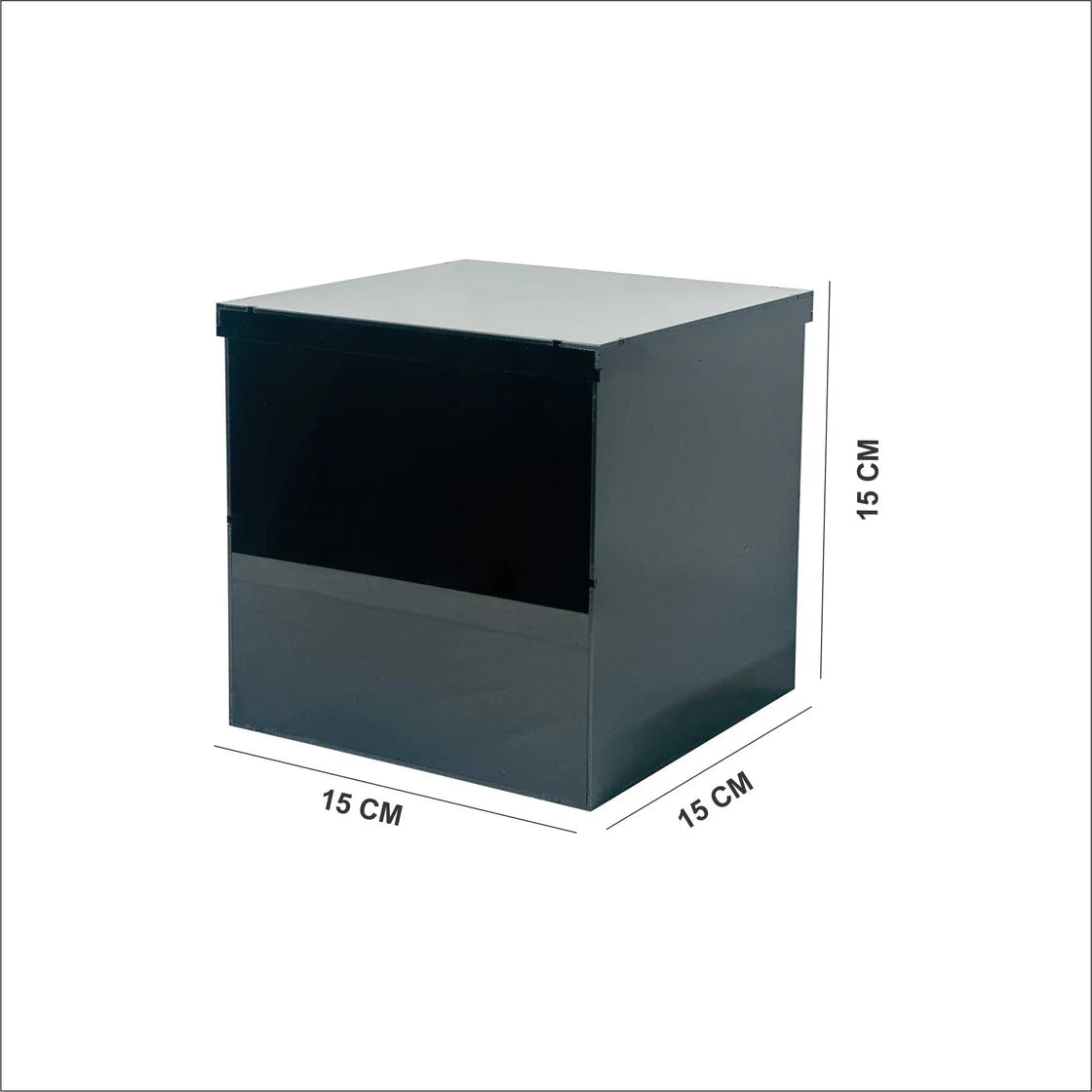 Black acrylic box 15×15×15 cm storage box – صندوق أكريليك أسود للتخزين 15×15×15