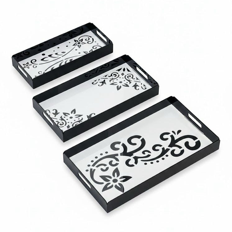 Premium Acrylic Tray | Black and White (Set of 3)