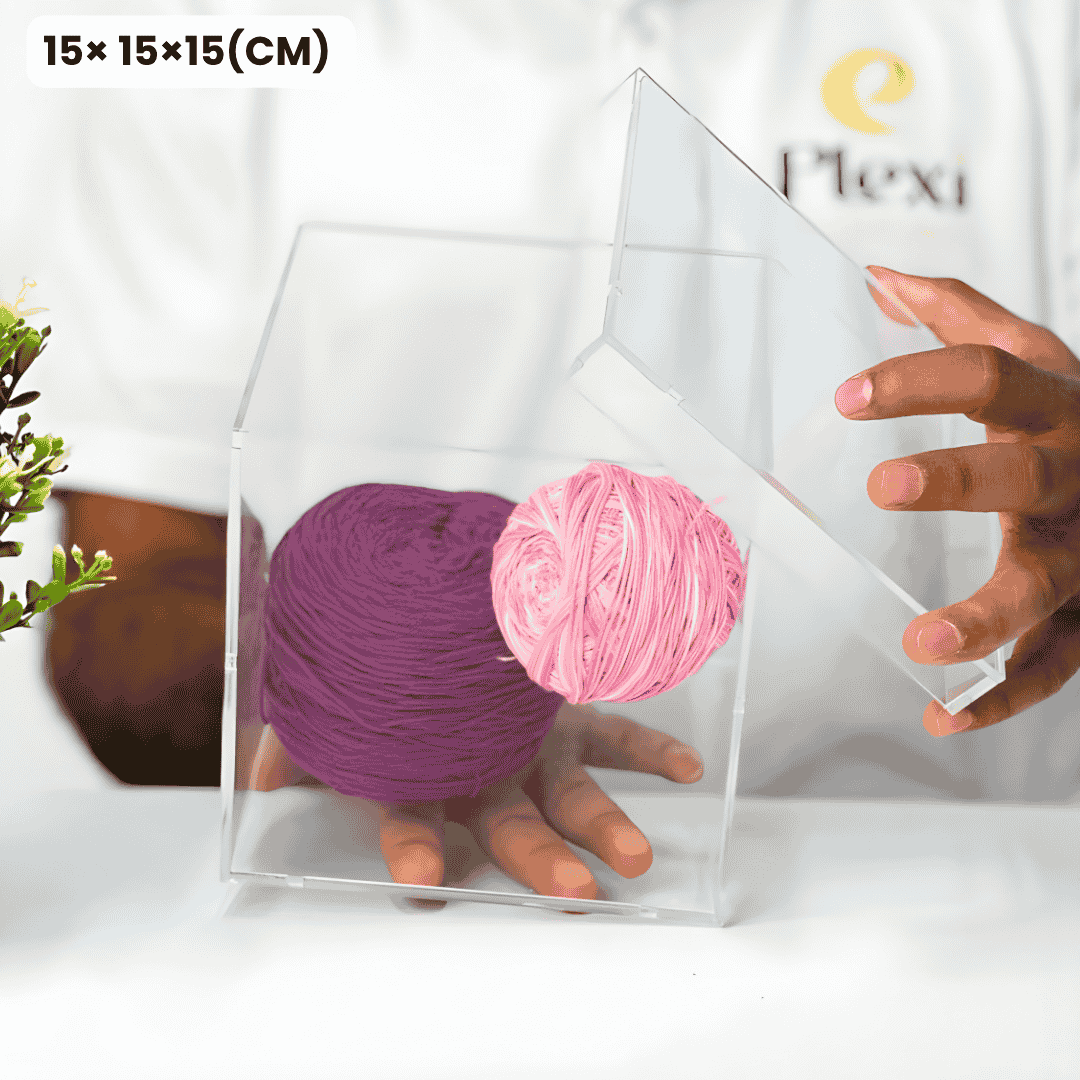 Clear Acrylic Box with cover 15×15×15 CM